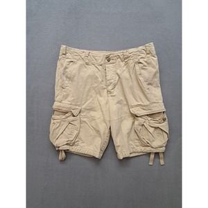 Vintage Abercrombie & Fitch Adirondacks Beige Cargo Shorts Mens 33 Button Fly